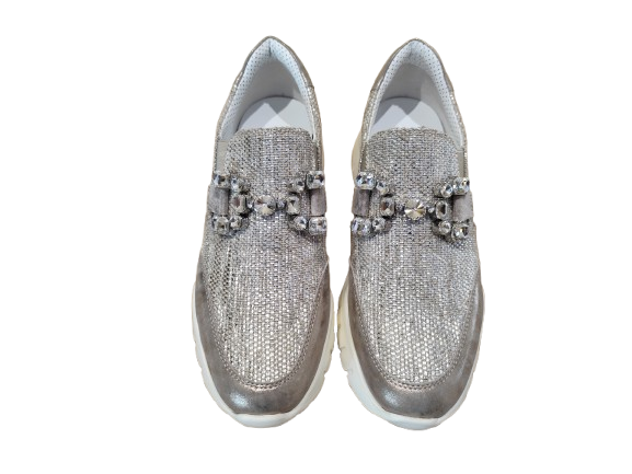 Mocassini slip-on Positano argento - OFFICINE VENETE
