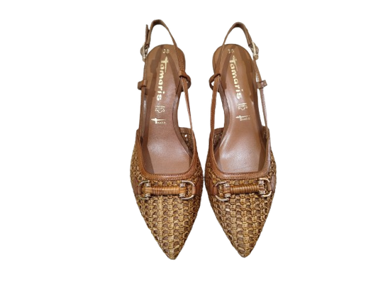 Slingback intreccio cognac - TAMARIS - Castelletti Calzature