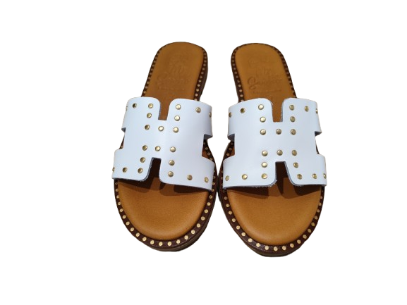 Ciabatte borchie bianco - OH MY SANDALS