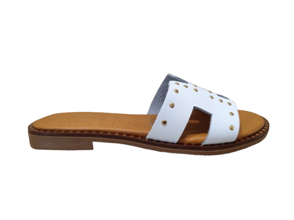 Ciabatte borchie bianco - OH MY SANDALS