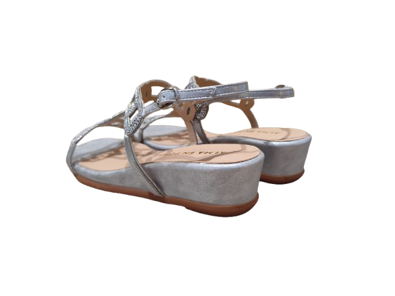 Sandali zeppa Oporto silver - ALMA EN PENA