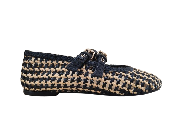 Ballerine Goat doppio cinturino nero - INUOVO