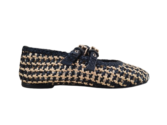 Ballerine Goat doppio cinturino nero - INUOVO