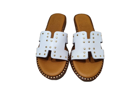 Ciabatte borchie bianco - OH MY SANDALS