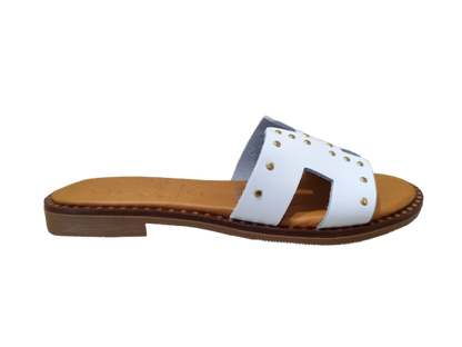 Ciabatte borchie bianco - OH MY SANDALS
