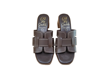 Ciabatte tacco moka - OH MY SANDALS