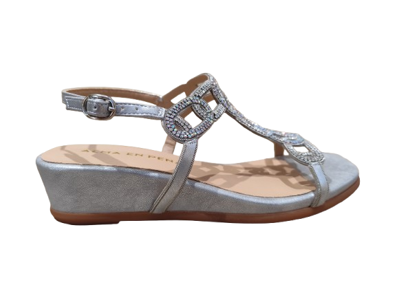 Sandali zeppa Oporto silver - ALMA EN PENA