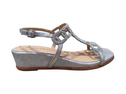 Sandali zeppa Oporto silver - ALMA EN PENA