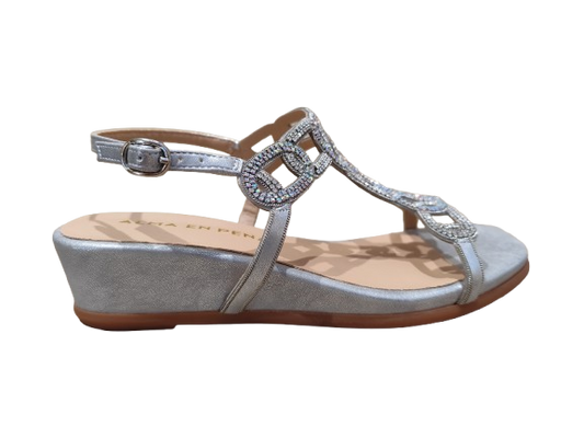 Sandali zeppa Oporto silver - ALMA EN PENA