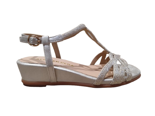 Sandali zeppa Oporto gold - ALMA EN PENA