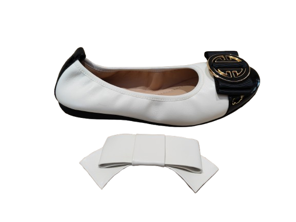 Ballerine doppia fibbia latte/nero - LA BALLERINA by SONIA RICCI