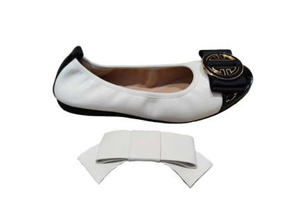 Ballerine doppia fibbia latte/nero - LA BALLERINA by SONIA RICCI
