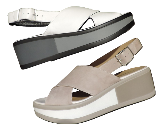 Sandali incrociati con zeppa - Castelletti Calzature